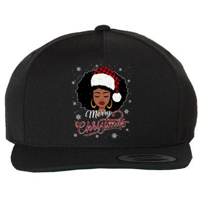 Merry Christmas Buffalo Plaid Queen Santa Afro American Xmas Gift Wool Snapback Cap