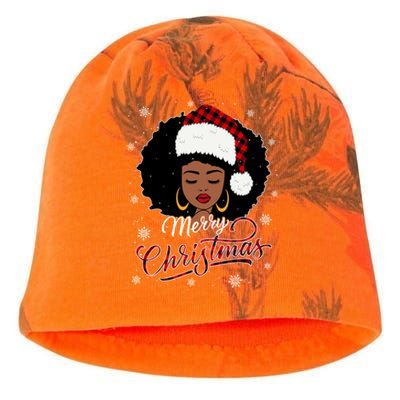 Merry Christmas Buffalo Plaid Queen Santa Afro American Xmas Gift Kati - Camo Knit Beanie