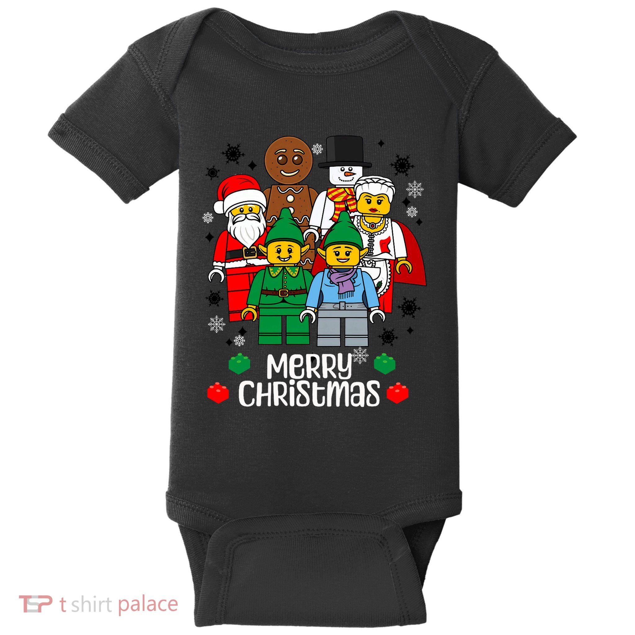 Merry Christmas Building Bricks Santa Elf Snowman Figures Baby Bodysuit
