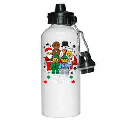 Merry Christmas Building Bricks Santa Elf Snowman Figures Aluminum Water Bottle