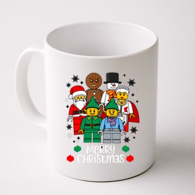 Merry Christmas Building Bricks Santa Elf Snowman Figures Coffee Mug