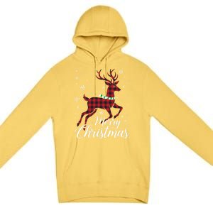 Merry Christmas Buffalo Plaid Reindeer Xmas Family Gift Premium Pullover Hoodie