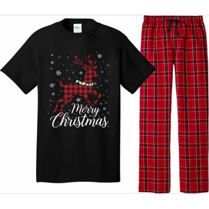 Merry Christmas Buffalo Plaid Reindeer Xmas Family Gift Pajama Set