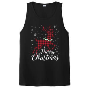 Merry Christmas Buffalo Plaid Reindeer Xmas Family Gift PosiCharge Competitor Tank