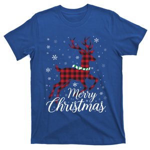 Merry Christmas Buffalo Plaid Reindeer Xmas Family Gift T-Shirt