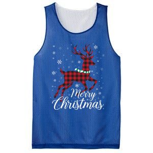 Merry Christmas Buffalo Plaid Reindeer Xmas Family Gift Mesh Reversible Basketball Jersey Tank