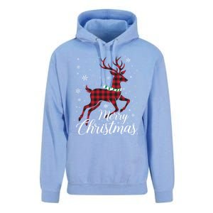 Merry Christmas Buffalo Plaid Reindeer Xmas Family Gift Unisex Surf Hoodie