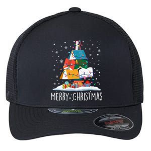 Merry Christmas Books Tree Xmas Book Lovers Gift Flexfit Unipanel Trucker Cap