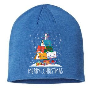 Merry Christmas Books Tree Xmas Book Lovers Gift Sustainable Beanie