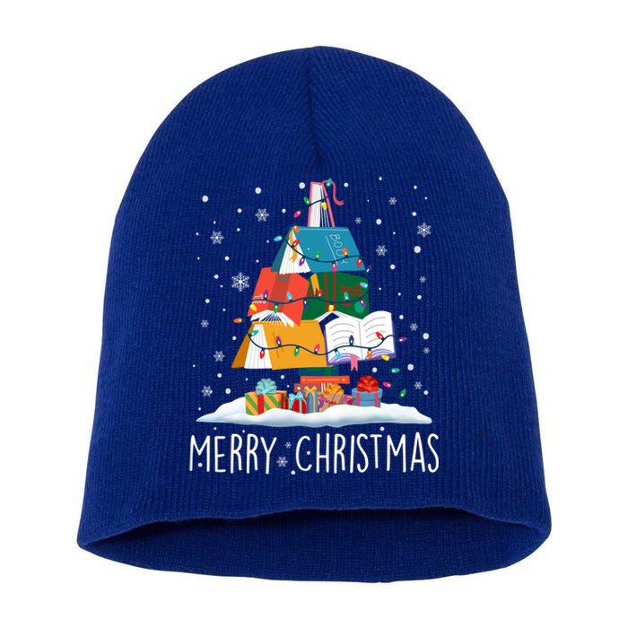 Merry Christmas Books Tree Xmas Book Lovers Gift Short Acrylic Beanie