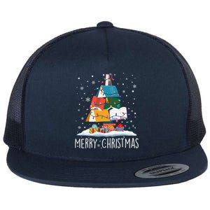 Merry Christmas Books Tree Xmas Book Lovers Gift Flat Bill Trucker Hat