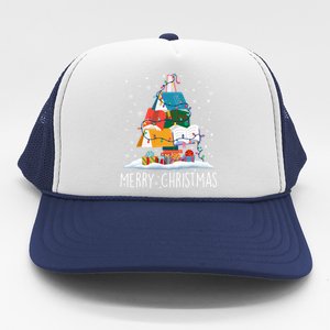 Merry Christmas Books Tree Xmas Book Lovers Gift Trucker Hat