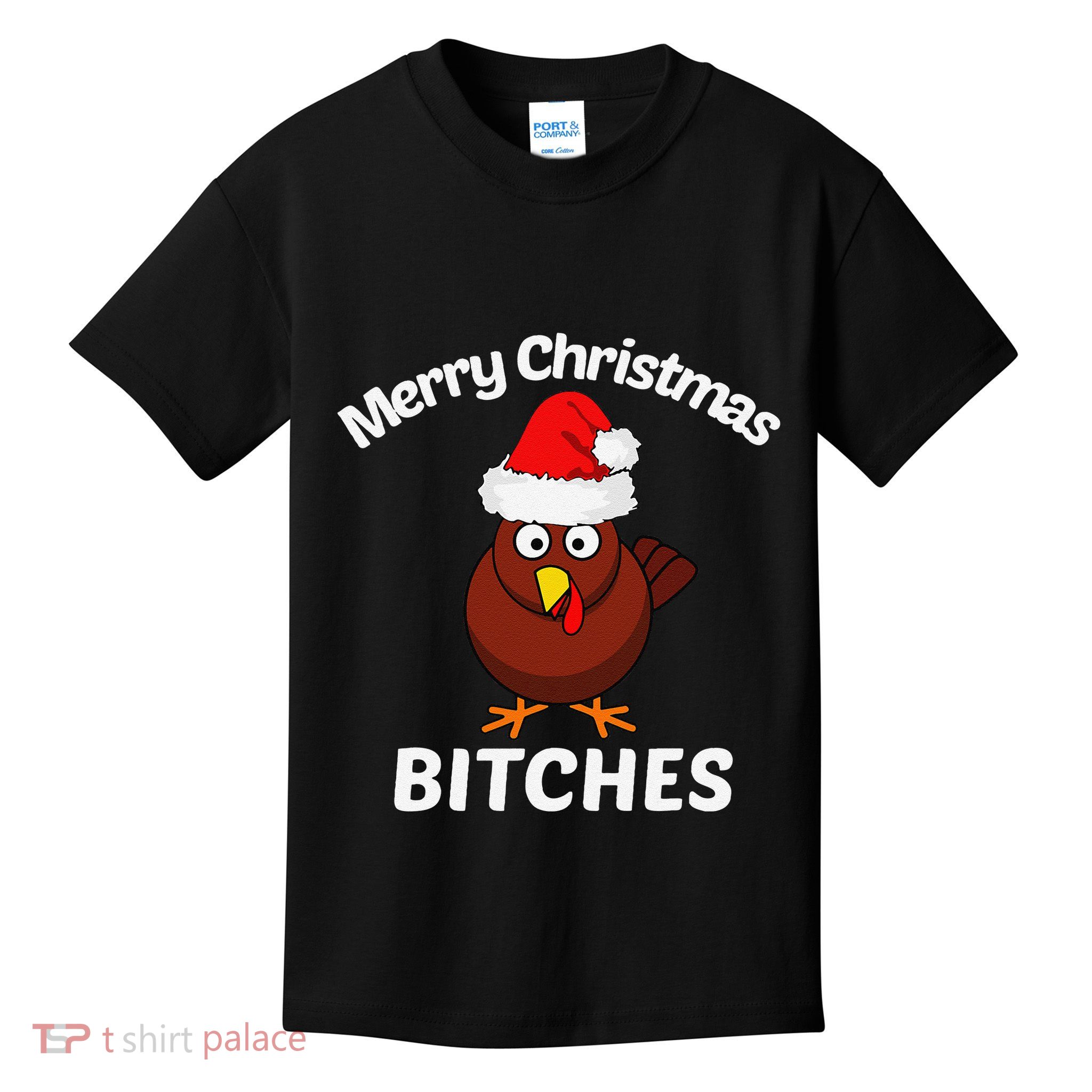 Merry Christmas Bitches Funny Turkey Offensive Gift Kids T-Shirt
