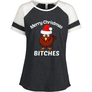 Merry Christmas Bitches Funny Turkey Offensive Gift Enza Ladies Jersey Colorblock Tee