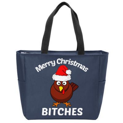 Merry Christmas Bitches Funny Turkey Offensive Gift Zip Tote Bag