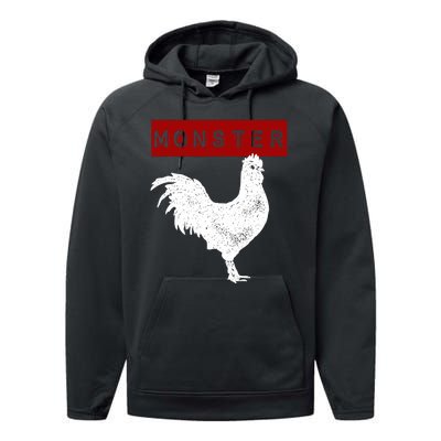 Monster Cock Big Dick Energy Funny Chicken Gift Performance Fleece Hoodie