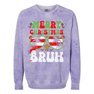 Merry Christmas Bruh Xmas Santa Claus Snow Groovys Boy Colorblast Crewneck Sweatshirt