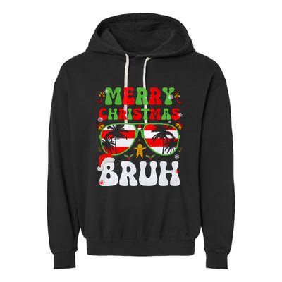 Merry Christmas Bruh Xmas Santa Claus Snow Groovys Boy Garment-Dyed Fleece Hoodie