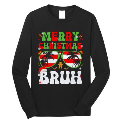 Merry Christmas Bruh Xmas Santa Claus Snow Groovys Boy Long Sleeve Shirt