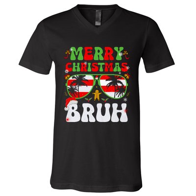 Merry Christmas Bruh Xmas Santa Claus Snow Groovys Boy V-Neck T-Shirt