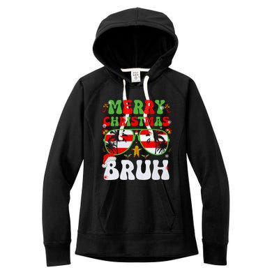 Merry Christmas Bruh Xmas Santa Claus Snow Groovys Boy Women's Fleece Hoodie