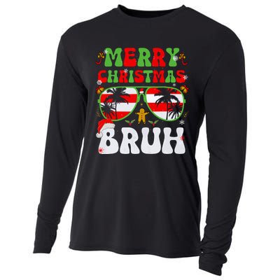 Merry Christmas Bruh Xmas Santa Claus Snow Groovys Boy Cooling Performance Long Sleeve Crew