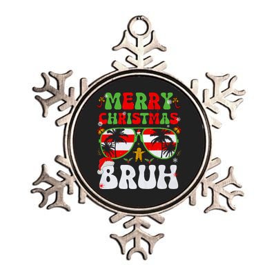 Merry Christmas Bruh Xmas Santa Claus Snow Groovys Boy Metallic Star Ornament