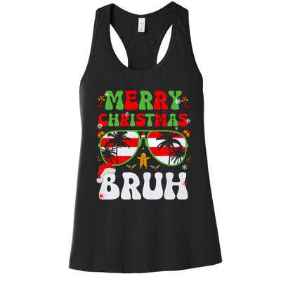 Merry Christmas Bruh Xmas Santa Claus Snow Groovys Boy Women's Racerback Tank