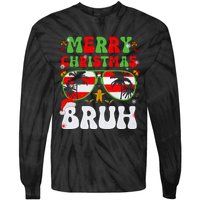 Merry Christmas Bruh Xmas Santa Claus Snow Groovys Boy Tie-Dye Long Sleeve Shirt