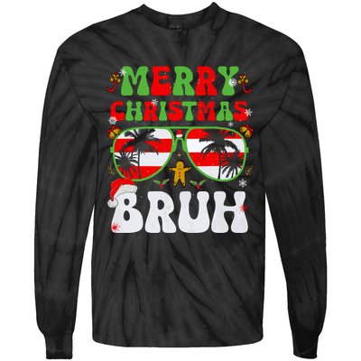 Merry Christmas Bruh Xmas Santa Claus Snow Groovys Boy Tie-Dye Long Sleeve Shirt