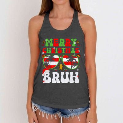 Merry Christmas Bruh Xmas Santa Claus Snow Groovys Boy Women's Knotted Racerback Tank