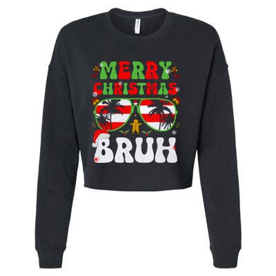 Merry Christmas Bruh Xmas Santa Claus Snow Groovys Boy Cropped Pullover Crew