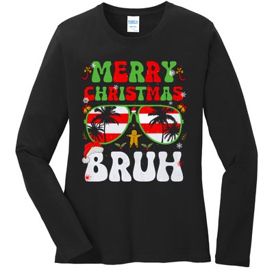 Merry Christmas Bruh Xmas Santa Claus Snow Groovys Boy Ladies Long Sleeve Shirt