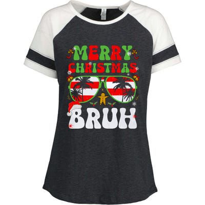 Merry Christmas Bruh Xmas Santa Claus Snow Groovys Boy Enza Ladies Jersey Colorblock Tee