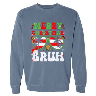 Merry Christmas Bruh Xmas Santa Claus Snow Groovys Boy Garment-Dyed Sweatshirt