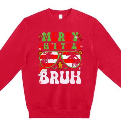 Merry Christmas Bruh Xmas Santa Claus Snow Groovys Boy Premium Crewneck Sweatshirt