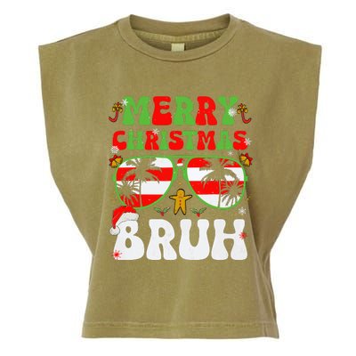 Merry Christmas Bruh Xmas Santa Claus Snow Groovys Boy Garment-Dyed Women's Muscle Tee