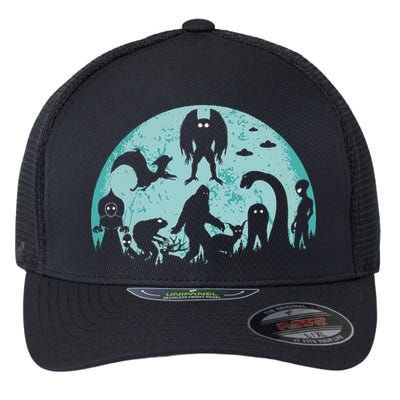 Mythical Creatures Bigfoot Loch Ness Monster Mothman Cryptid Flexfit Unipanel Trucker Cap