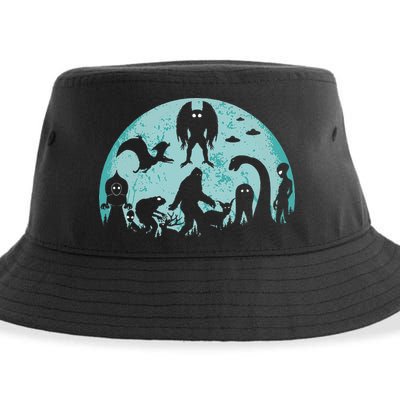 Mythical Creatures Bigfoot Loch Ness Monster Mothman Cryptid Sustainable Bucket Hat