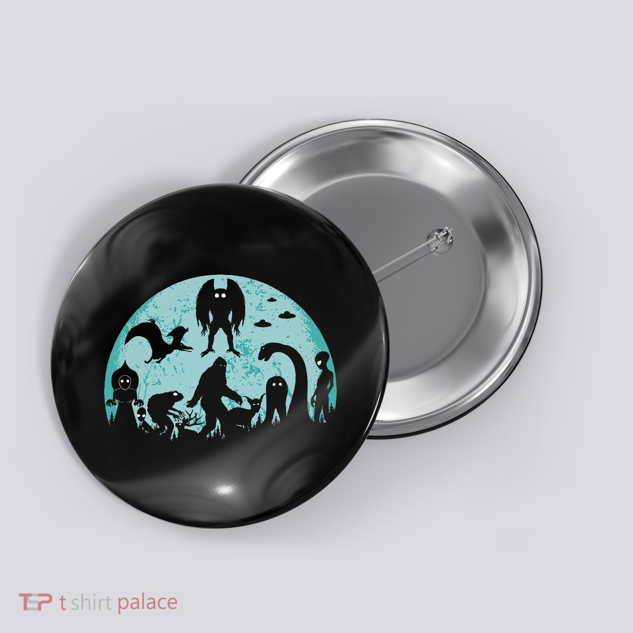 Mythical Creatures Bigfoot Loch Ness Monster Mothman Cryptid Button