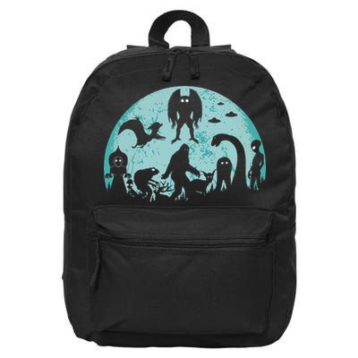Mythical Creatures Bigfoot Loch Ness Monster Mothman Cryptid 16 in Basic Backpack