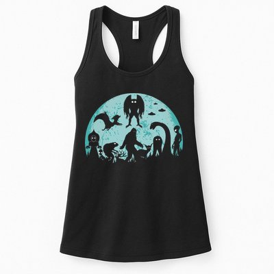 Mythical Creatures Bigfoot Loch Ness Monster Mothman Cryptid Womens Tank Top