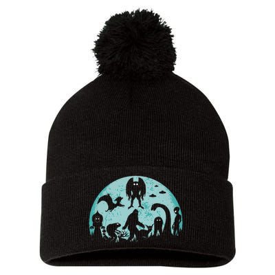 Mythical Creatures Bigfoot Loch Ness Monster Mothman Cryptid Pom Pom 12in Knit Beanie