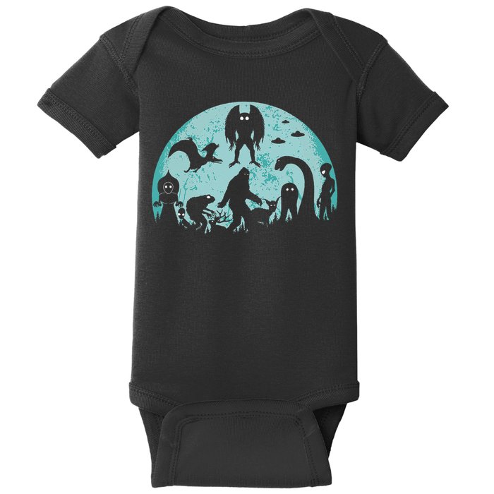 Mythical Creatures Bigfoot Loch Ness Monster Mothman Cryptid Baby Bodysuit