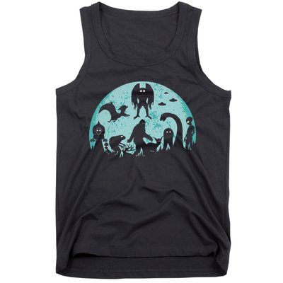 Mythical Creatures Bigfoot Loch Ness Monster Mothman Cryptid Tank Top