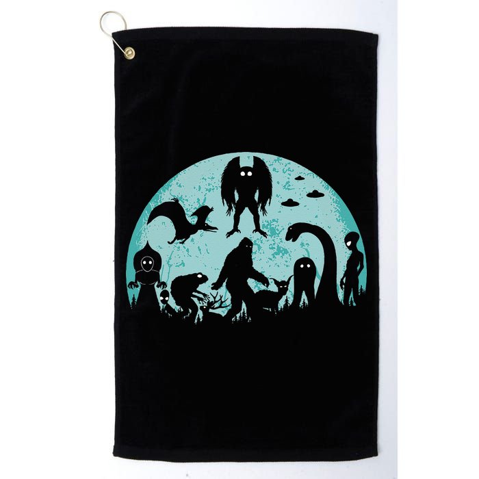 Mythical Creatures Bigfoot Loch Ness Monster Mothman Cryptid Golf Towel