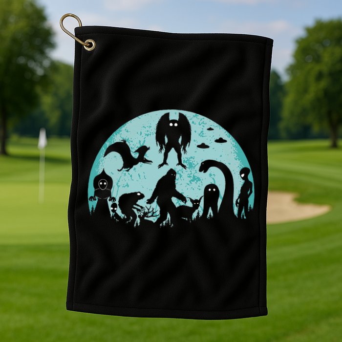 Mythical Creatures Bigfoot Loch Ness Monster Mothman Cryptid Golf Towel