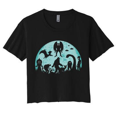 Mythical Creatures Bigfoot Loch Ness Monster Mothman Cryptid Crop Top