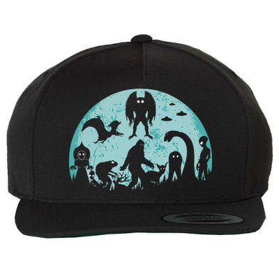 Mythical Creatures Bigfoot Loch Ness Monster Mothman Cryptid Wool Snapback Cap
