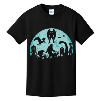Mythical Creatures Bigfoot Loch Ness Monster Mothman Cryptid Kids T-Shirt